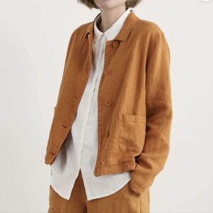 Seasalt Cornwall 100% Linen Arame Jacket Button Up Boxy Cumin Womens Sz 8 Petite